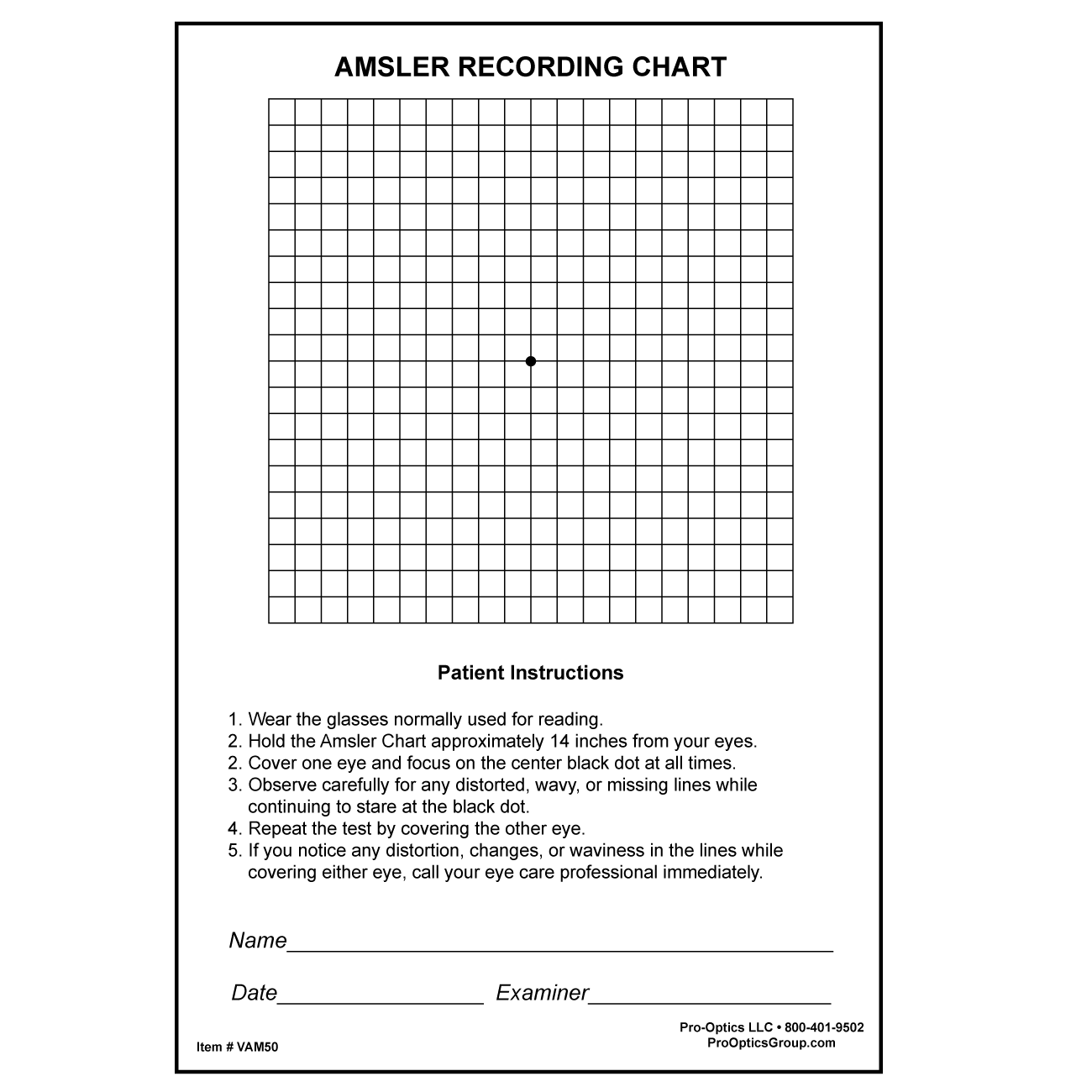 Pro-Optics Amsler Recording Pad - 50 Sheets (VAM50)-Pro-Optics LLC
